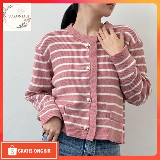 Cardigan Korea / HERITAGE_KNIT STRIPE CARDIGAN/UOTER KOREA CARDIGAN KNIT