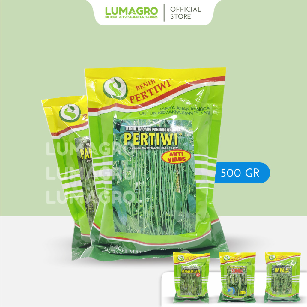 GT87Y Benih Kacang Panjang 500gr Pertiwi Anvi Impala Sonia Pangeran Bibit Anti Virus