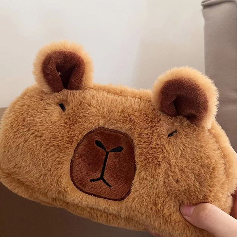 

Cute Plush Capybara Pencil Storage Bag Cartoon Animal Pen Case Multifunction Large Capacity Stationery Pouch