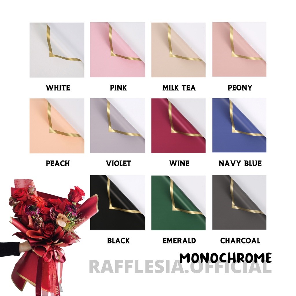

[5 LEMBAR] Flower Wrapping Paper Varian List Gold Solid Emas Kertas Buket Bunga Cellophane Florist Kertas Kado