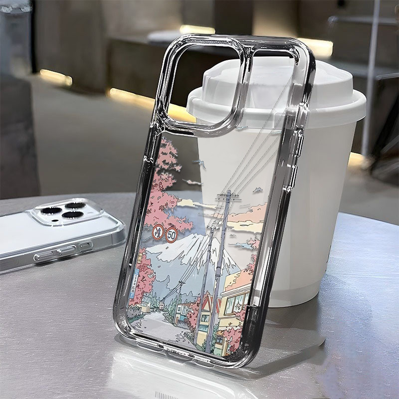 Casing ponsel airbag - Jalan Sakura Mt. Fuji Realme 5/5i/6i/C3 C55 C53/C51 C35 C33 C31 C30/C30s C21y