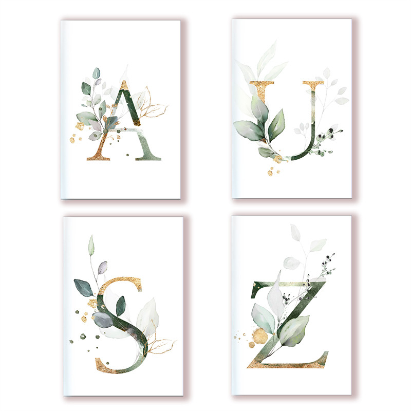 

Lined A5 Notebook Writing Pads Initial Alphabet Letter Note Book Majuscule Letters With Flower Decor Personality Name Art Design