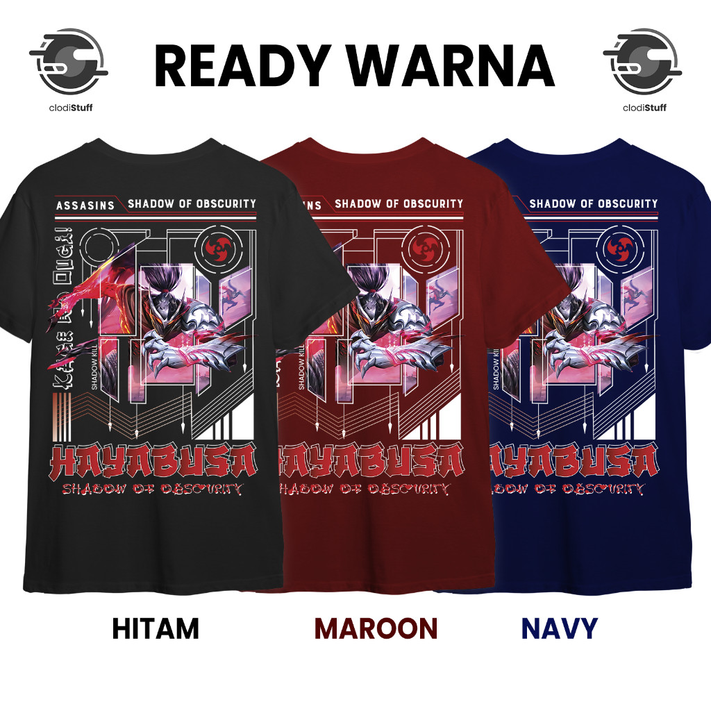 Kaos HAYABUSA EPIC SKIN Mobile Legends Lengan Pendek Hitam Combed 30s Distro ML MLBB Pria Wanita