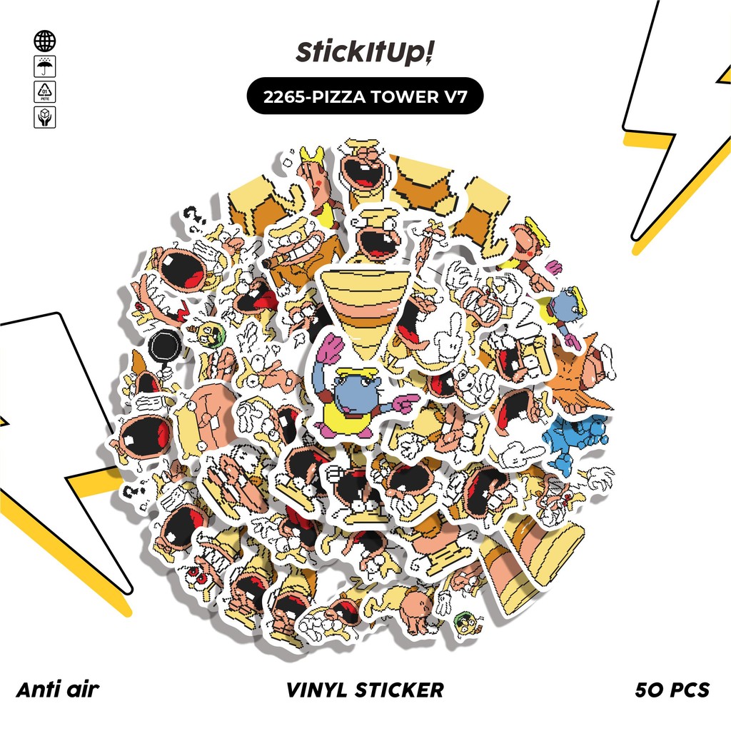 

COD✨ 50 Pcs Stiker Pack PIZZA TOWER V7 Lucu Aesthetic Vynil Waterproof untuk Freebies Sticker Buku Journal Casing HP Laptop