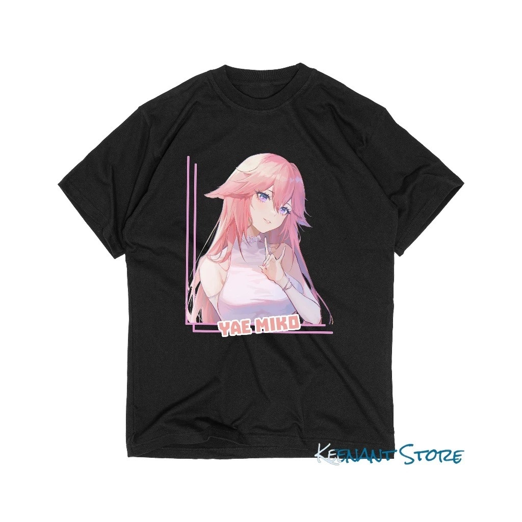 Baju Kaos Yae Miko Game Genshin Impact / Tshirt Anime Waifu Electro Premium Pria Wanita Combed 24s ~