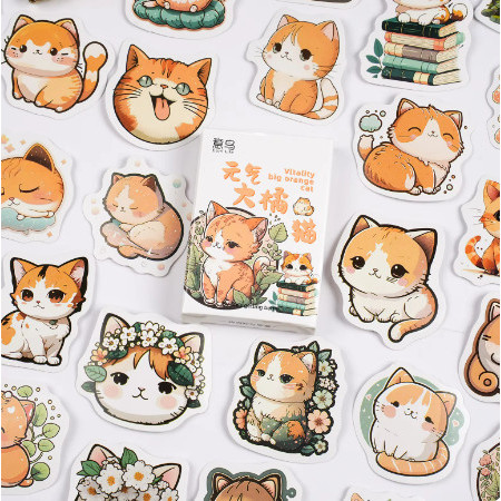 

Sticker Pack Isi 46 Lembar BIG ORANGE CATS Scrapbook Journal Stiker