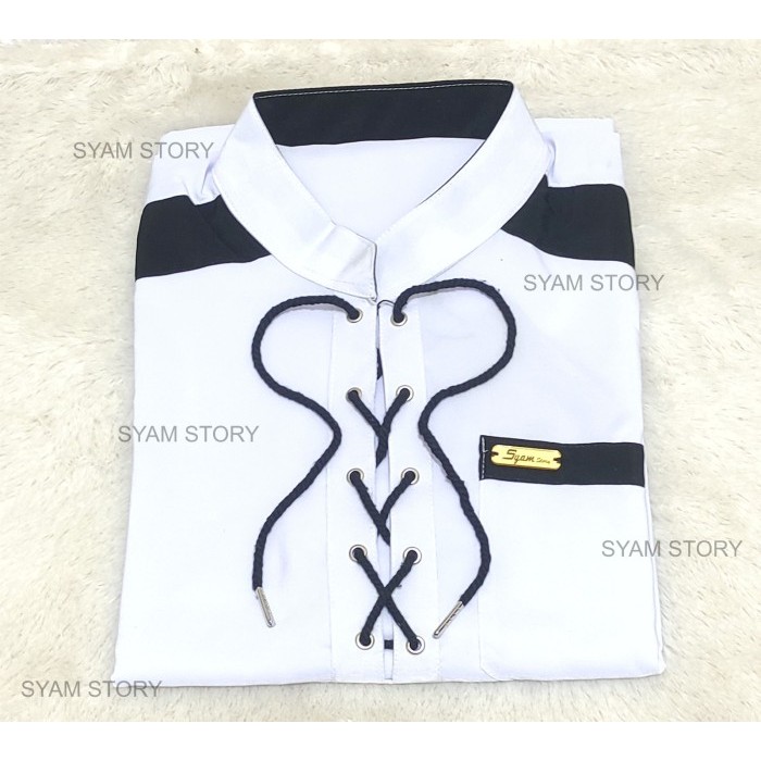 ✔Anh.S✔ -  TERLARIS SYAMSTORY GAMIS PRIA SPORTY JUBAH PRIA TALI - Putih, S