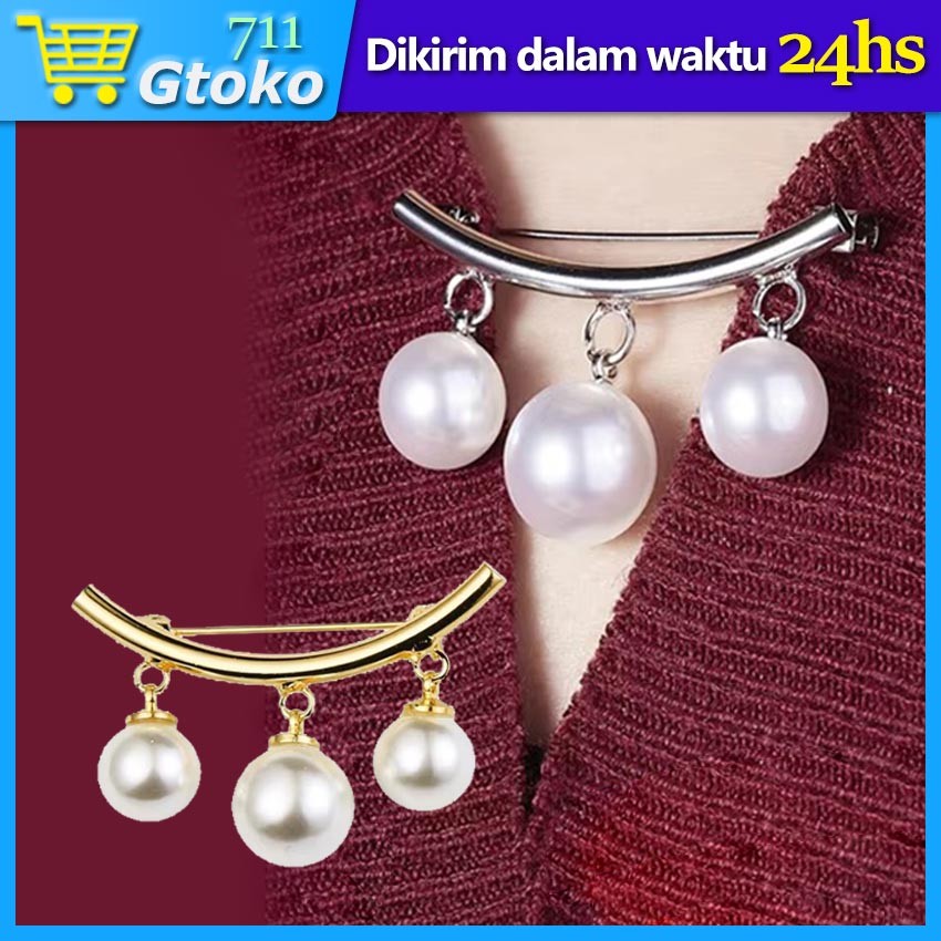 Bros Pin Mutiara Kancing Tanpa Jahit Gaya Korea Peniti Kancing Baju Kancing Hijab Anti Silau