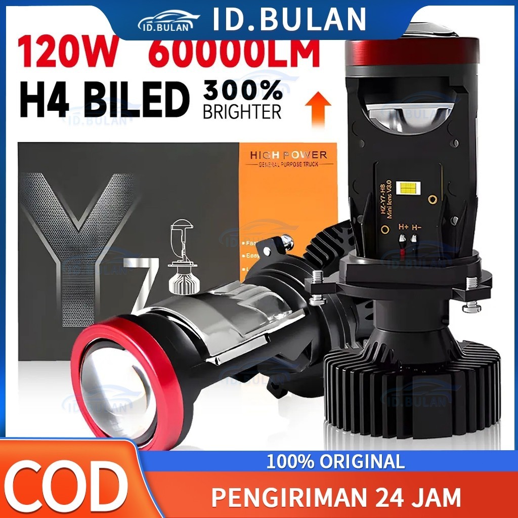 Lampu Led Mobil Dan Motor H4 Mini PJECTOR PROJIE Y7D SUPER BRIGHT 50 Watt Biled / Mini Projie Y7D H4