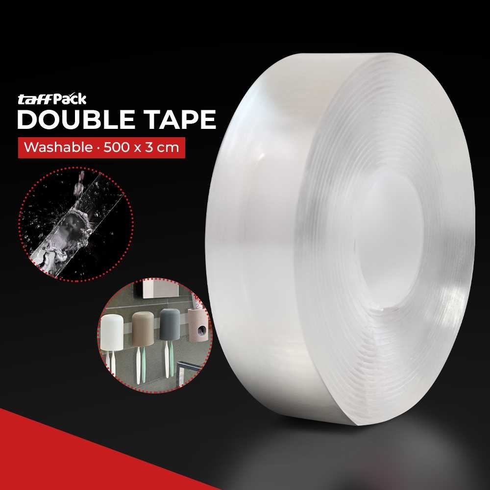 

TaffPACK Double Tape Transparan Perekat No Trace Adhesive Washable Sticker / Double Tape Perekat Transparent No Trace Washable Sticker / Double Tape Premium Nano Selotip Bening 2 Sisi serbaguna
