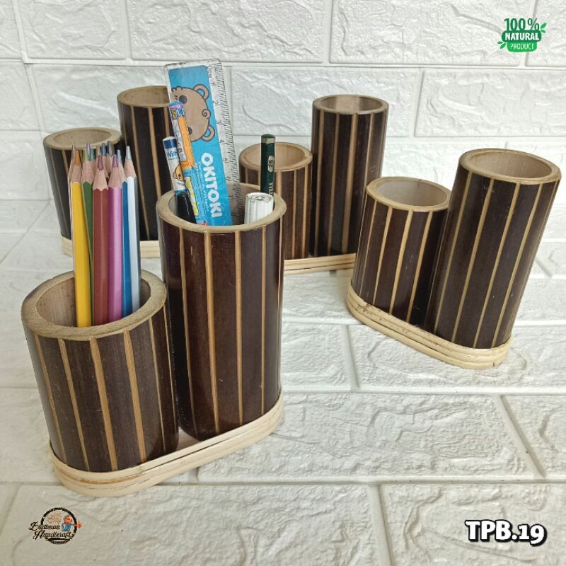 

Tempat Pensil/Pulpen dari Bambu Hitam Striped type TPB.19