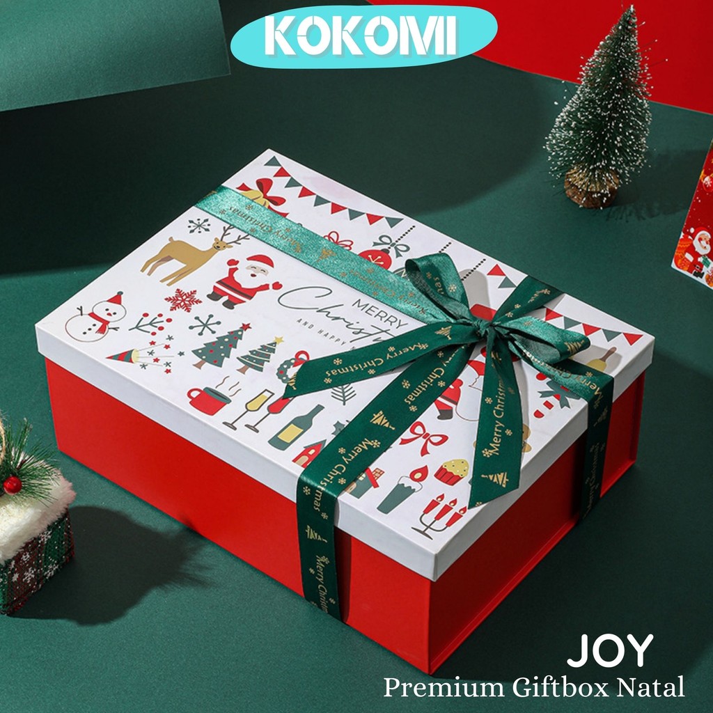 

KOKOMI Premium Giftbox JOY Tebal Hardbox Kotak Hadiah Natal Christmas Box Hampers Ukuran Besar 29x22