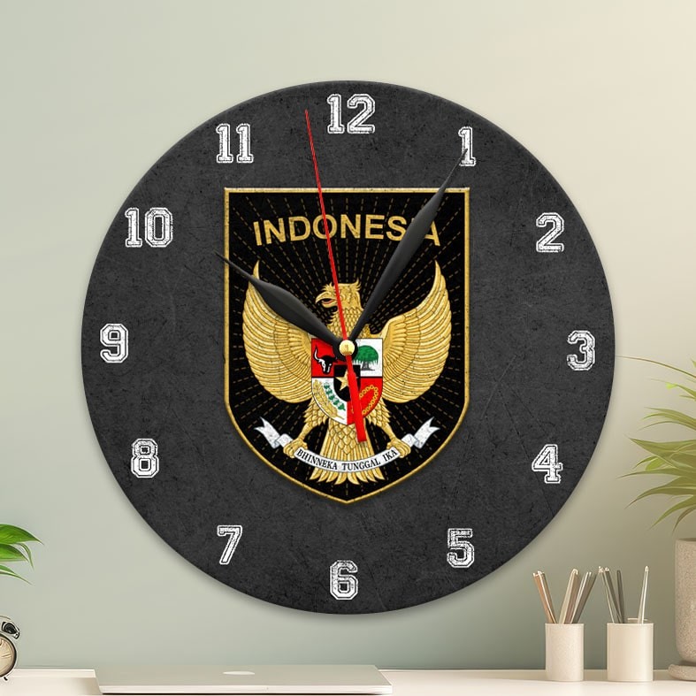Jam Dinding kayu Logo Timnas Indonesia Garuda - Dekorasi Kamar aesthetic Logo Garuda Football 02
