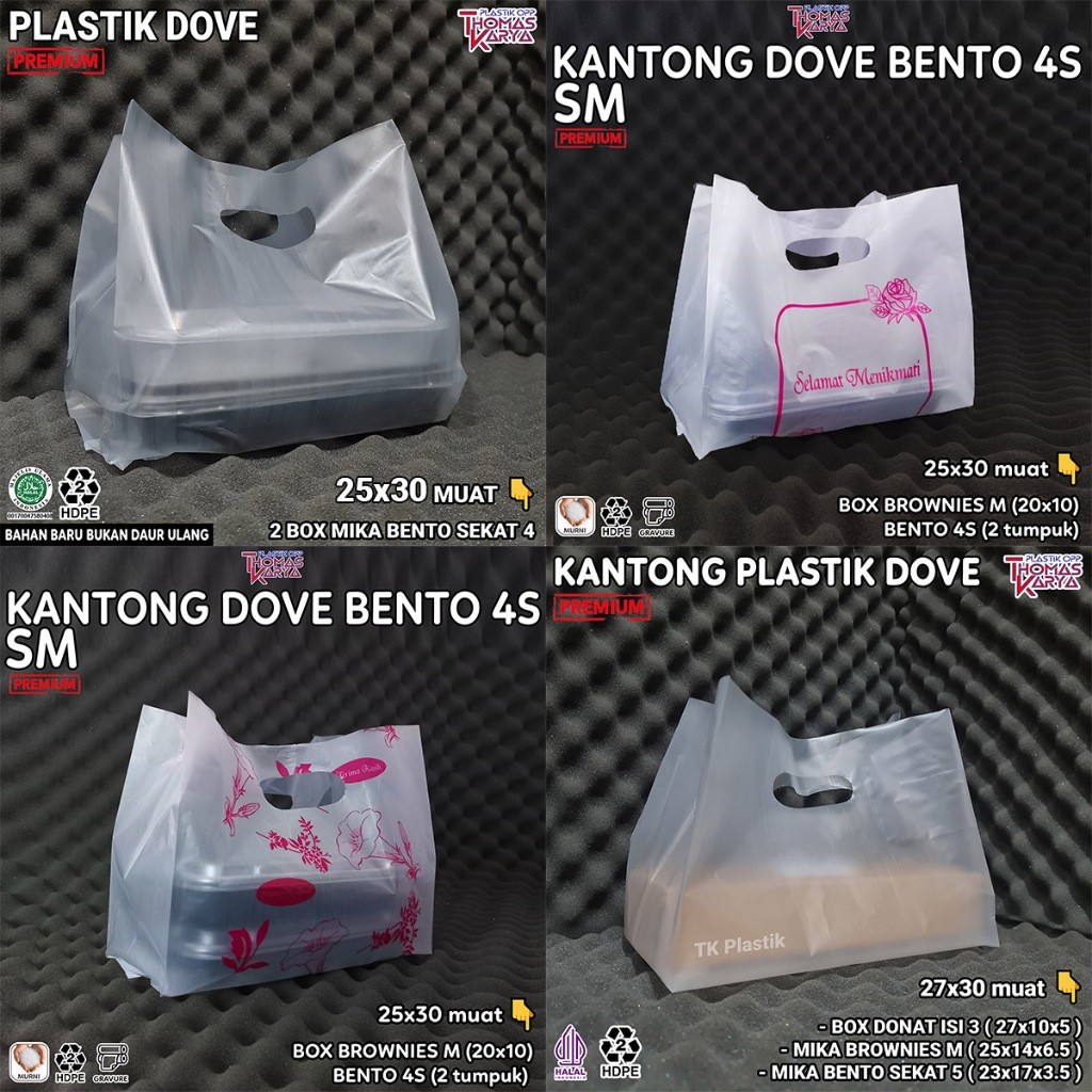 

ECER Plastik Dove Motif Selamat Menikmati / Tas Bingkisan Thank You Custom Karakter Lucu Transparan
