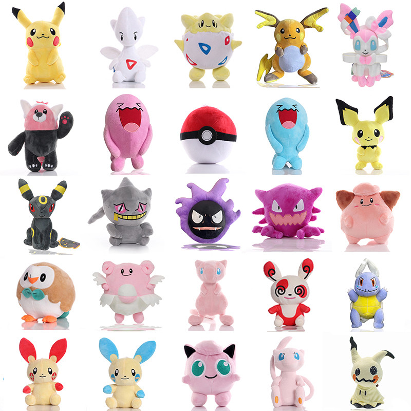 20cm Anime Pokemon Wobbuffet Pichu Rowlet Plush Toy Cartoon Umbreon Banette Mimikyu Doll Cute Spinda