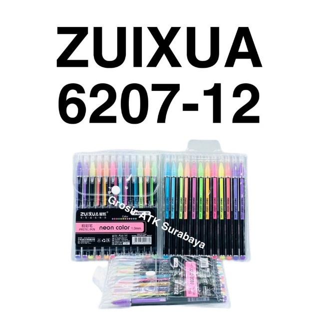 

Bolpen Pulpen Bolpoin ZUIXUA 12 Warna Neon Pastel HP-6207-12 Bagus