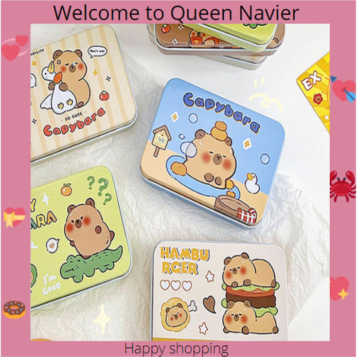 

QN - Kotak penyimpanan kaleng capybara lucu aksesoris tin box labubu