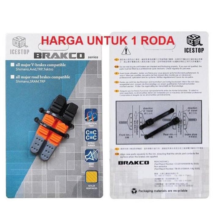 REFILL BRAKCO U BRAKE SHOE ICE STOP Replacement C KARET KAMPAS REM ubrake sepeda lipat balap rb COMP