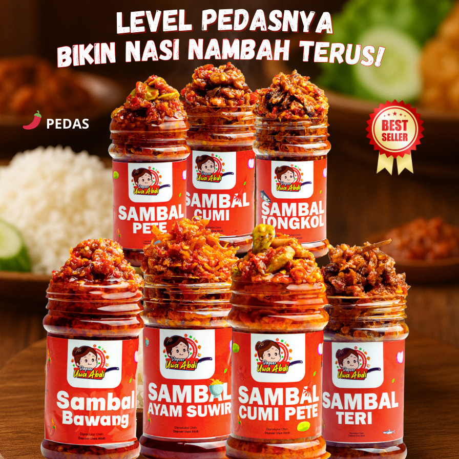 

DAPOER UWA ABDI - Sambal Cumi/Ayam Suwir/Tongkol/Cumi Pete/Teri/Bawang/Pete/Jambal Roti/Udang 120gi