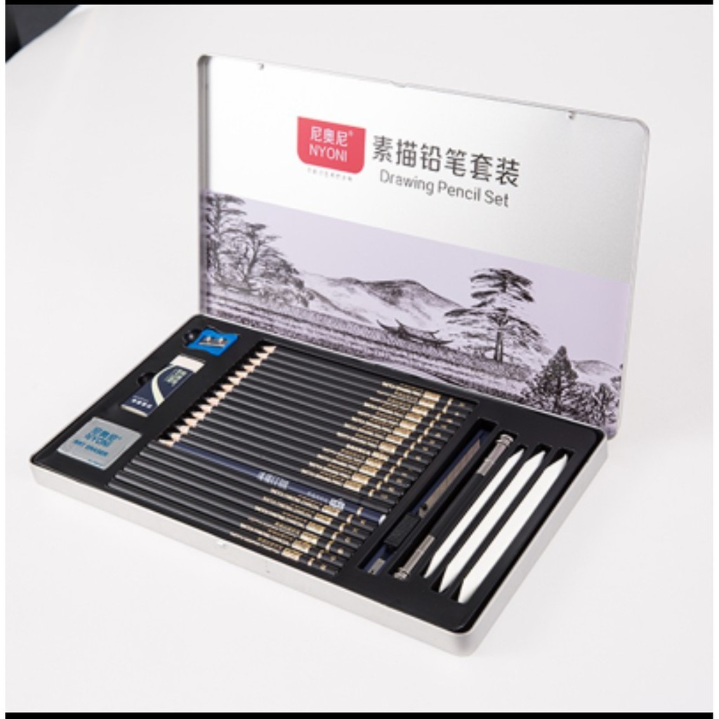 

JAMIN MURAH !!!drawing pencil set nyoni kumplit tin case(BISA LANGSUNG ORDER)