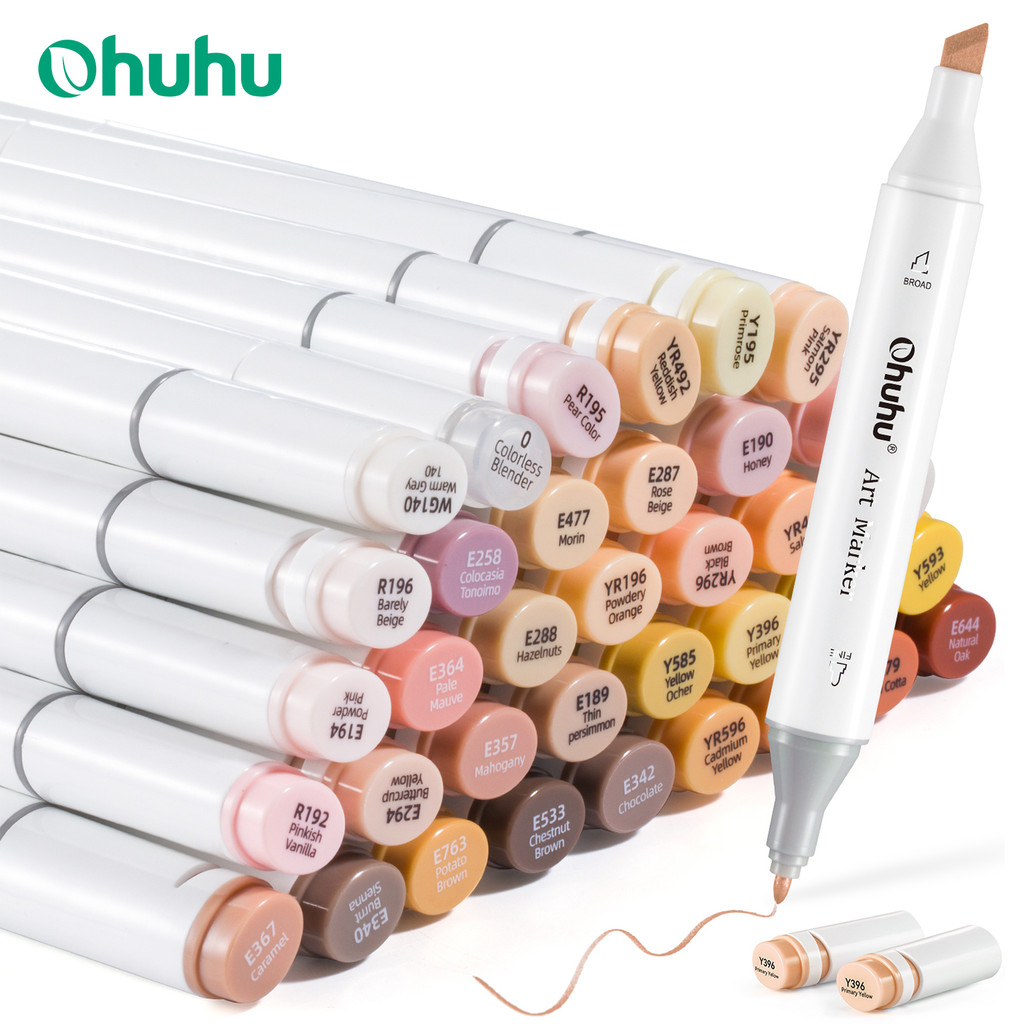 

Ohuhu Oahu 36 Skin Tone Colors Marker Pen Set Alcohol Art Markers Dual Tips Felt Pen Sketching Drawing Graffiti Manga School Art