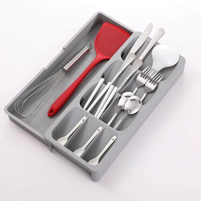 Rak Tempat Sendok Garpu Sumpit Spatula Organizer Laci Kitchen Set Lemari Dapur  - PP24 - Gray