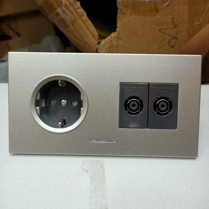 Stop Kontak + Outlet TV Double Silver Panasonic