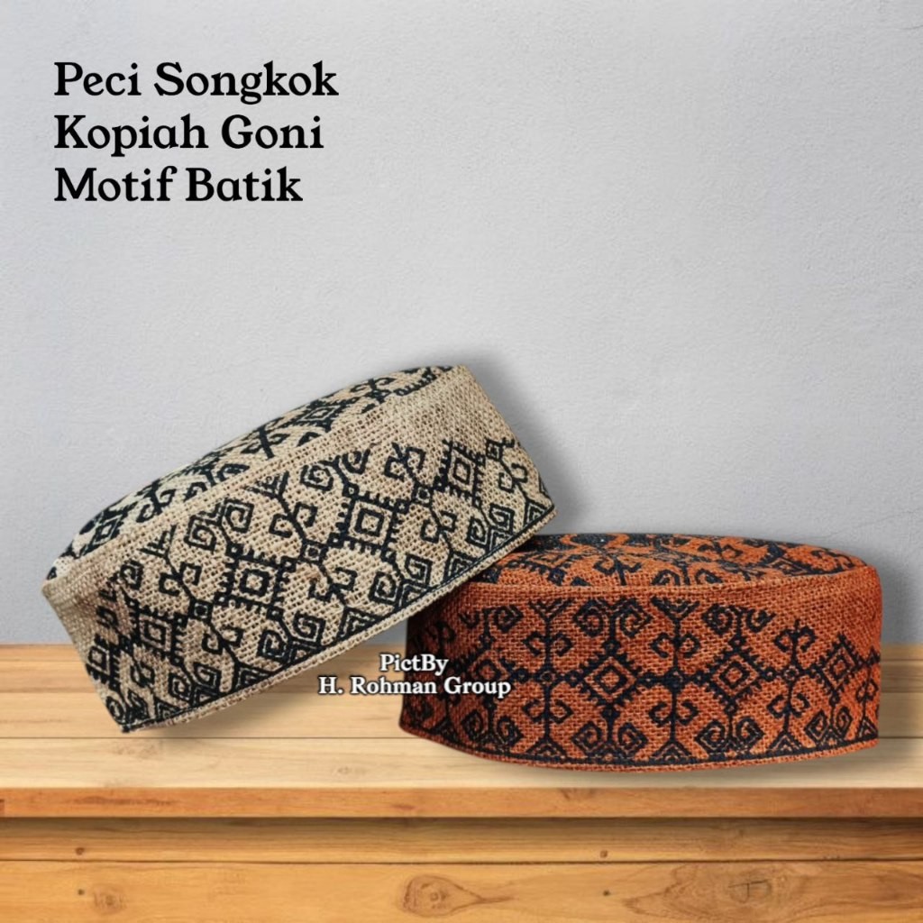 Peci Songkok Kopiah Goni Motif Batik Malay Super Exclusive | Songkok Kopeah Goni Pria Dewasa