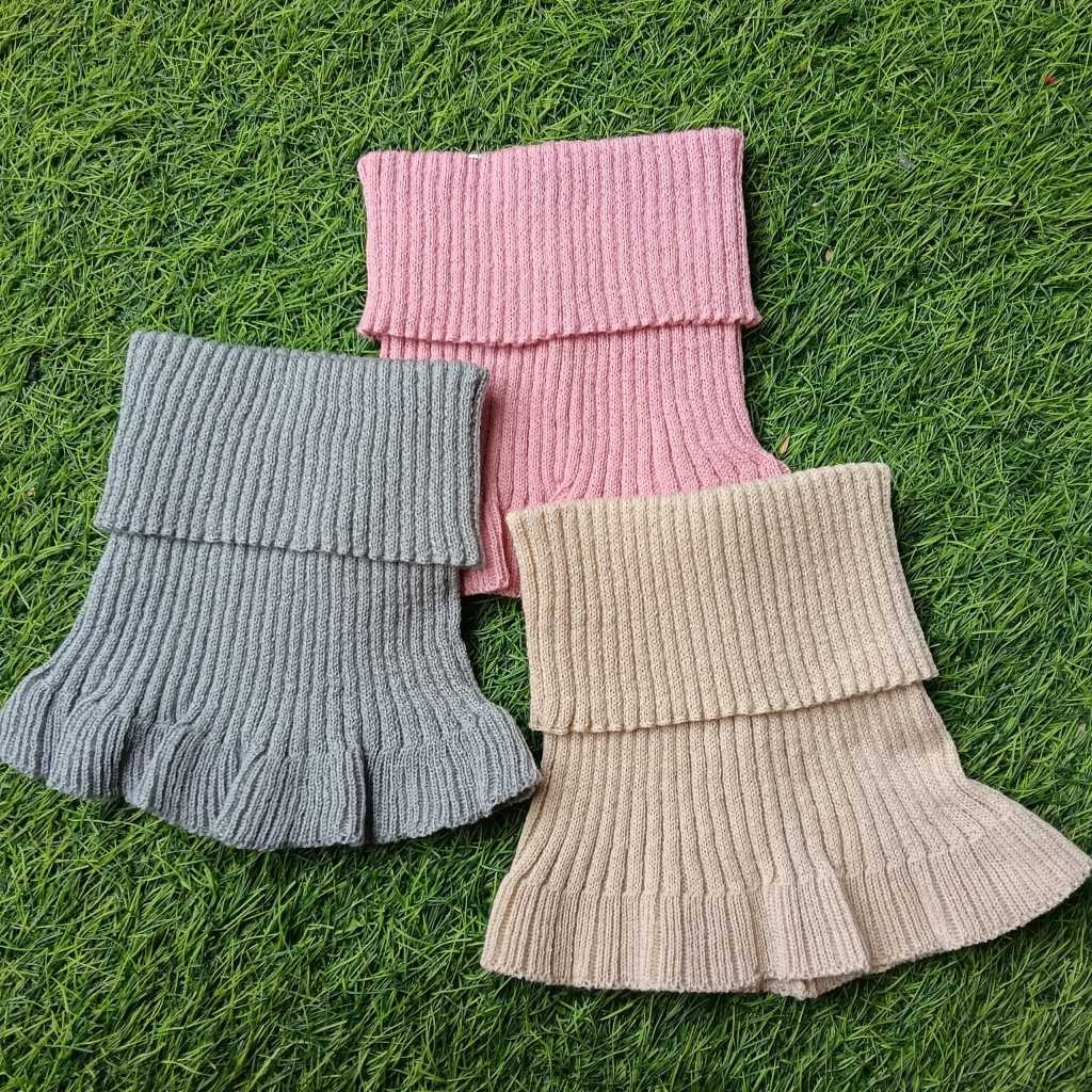 SYal Rajut Rufles Syal Kerah palsu Syal Leher Wanita gaya kekinian Look Korean Style