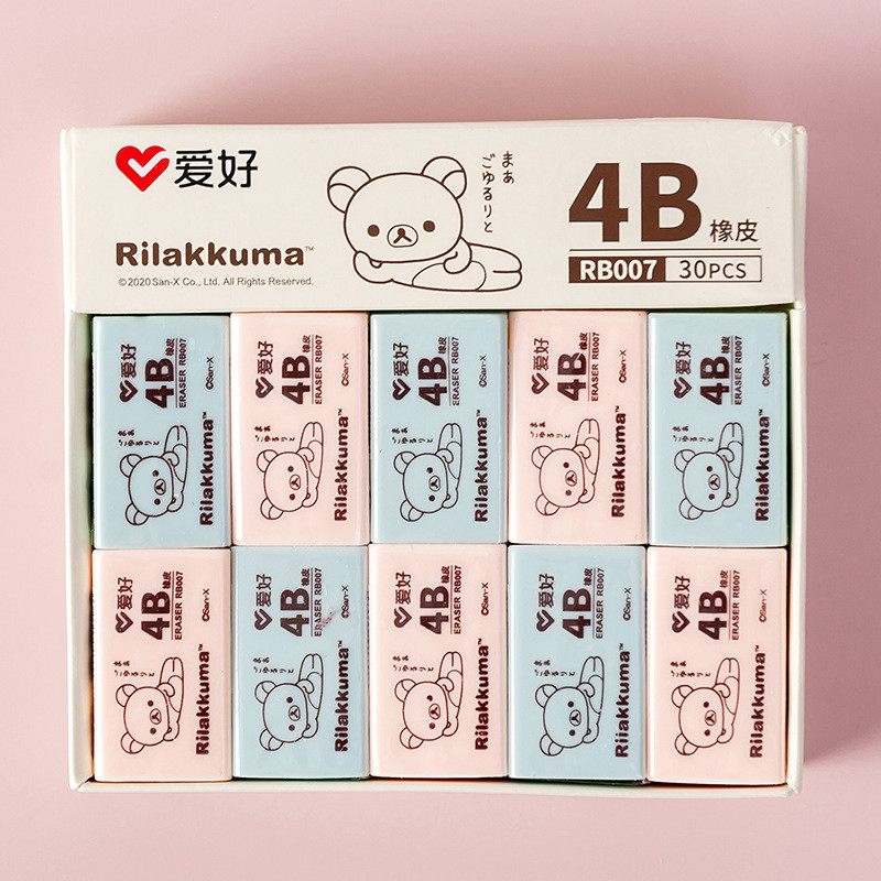 

6 pcs/lot Cute Cartoon Rilakkuma 4B Rubber Eraser Japanese Eraser Kawaii Stationery for School Girls Boys Prizes for Kids