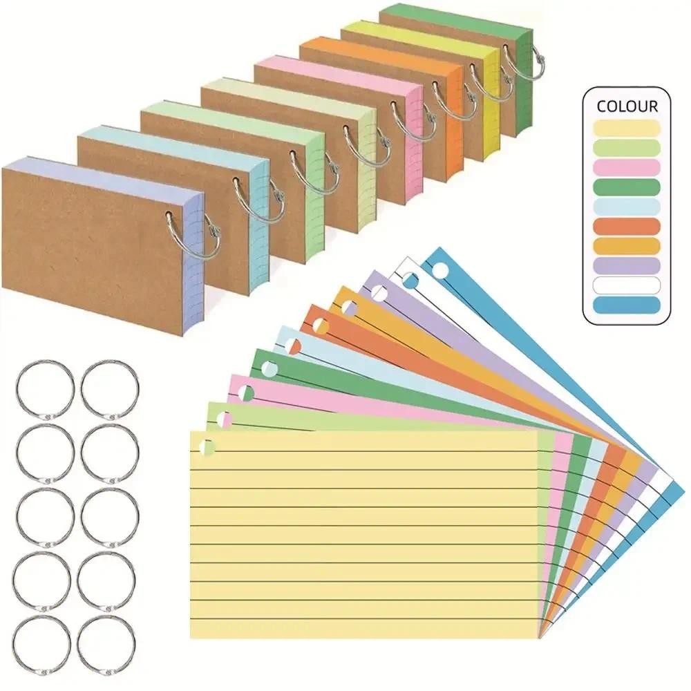 

3x50Pcs Binder Horizontal Line Memo Book Loose-Leaf Index Cards Flash Cards Small Revision Cards for Study Office NotePads