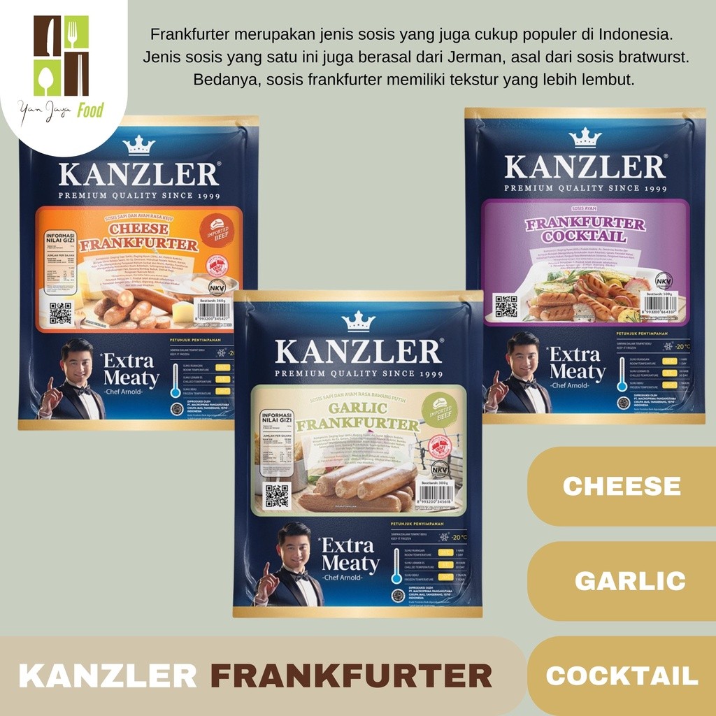 

KANZLER FRANKFURTER COCKTAIL 500GR / GARLIC 300GR / CHEESE 360GR