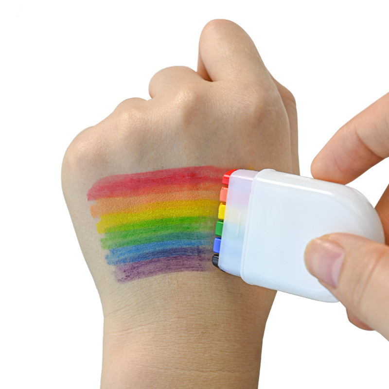 

6 Color Washable Rainbow Face Body Painting Crayon Pen Pride Day Celebrations Party Stage Makeup Art Graffiti Drawing Brushing