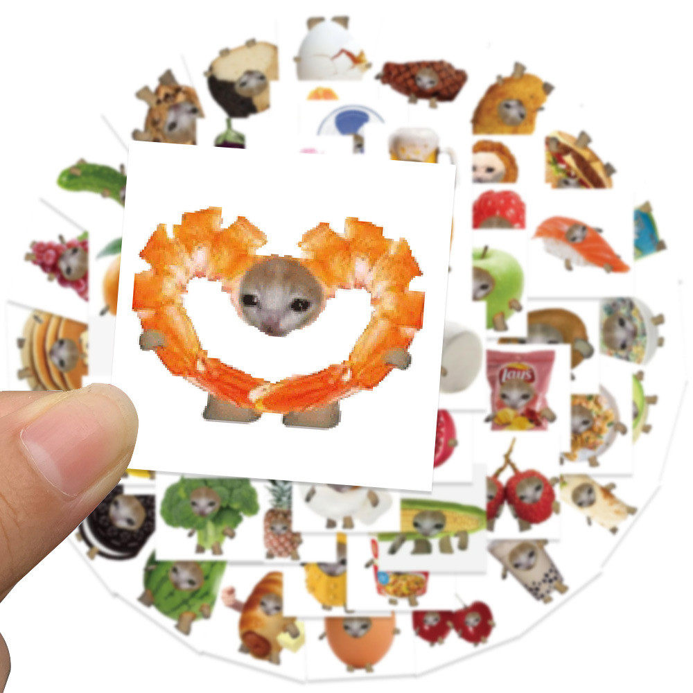 

69pcs Funny Meme Cat And Food Cute Graffiti Stickers For Toy Luggage Laptop Ipad Skateboard Phone Car Stickers