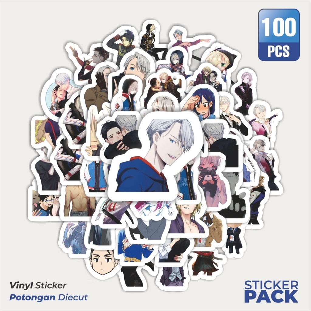 

100 PCS STIKER Anime Yuri! On Ice Waterproof Aesthetic- Untuk Laptop, Motor, dan Helm - Paper Stationery Pack