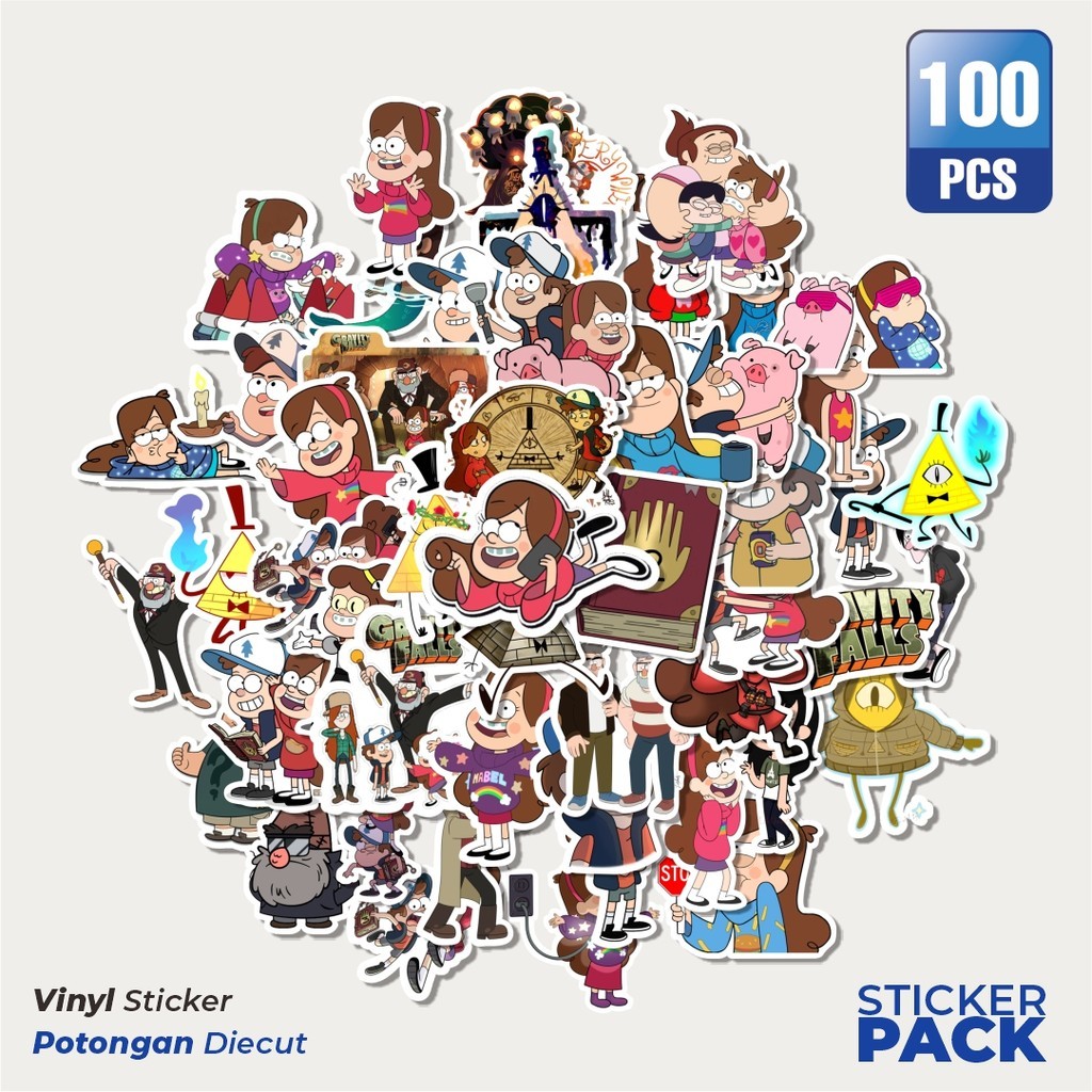 

100 PCS STIKER Kartun Gravity Falls Waterproof Aesthetic- Untuk Laptop, Motor, dan Helm - Paper Stationery PackP