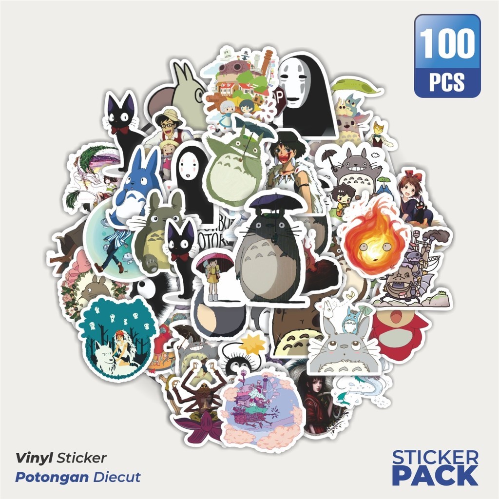 

MURAH 100 PCS Stiker Anime Ghibli Hayao Miyazakui V1 Waterproof Aesthetic- Untuk Laptop, Motor, dan Helm - Paper Stationery Pack