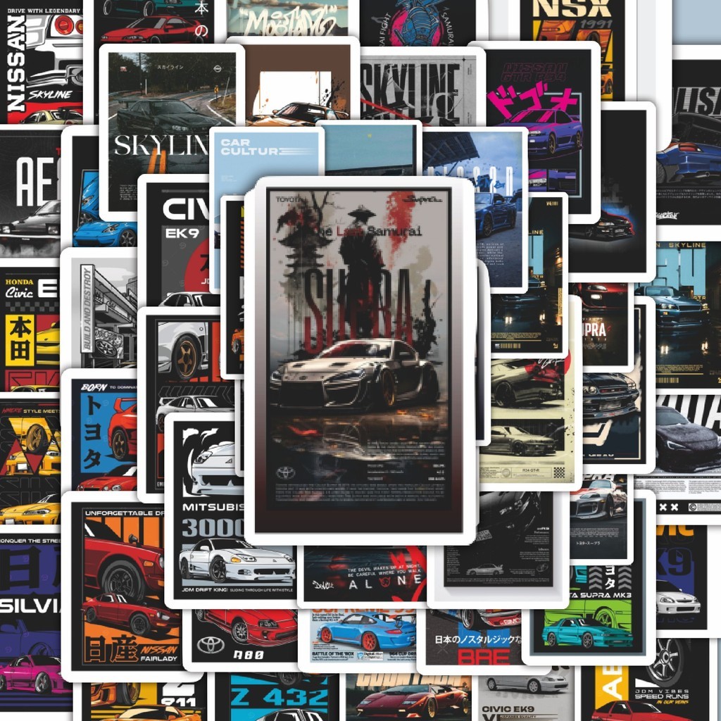 

100PCS Lucu Stiker Super Street Racer JDM Car Stiker Aesthetic Stiker Anti Air Stikers Berperekat Waterproof sticker decal buat Motor Helm Buku Journal Koper Casing HP Laptop Botol Minum Hadiah anak