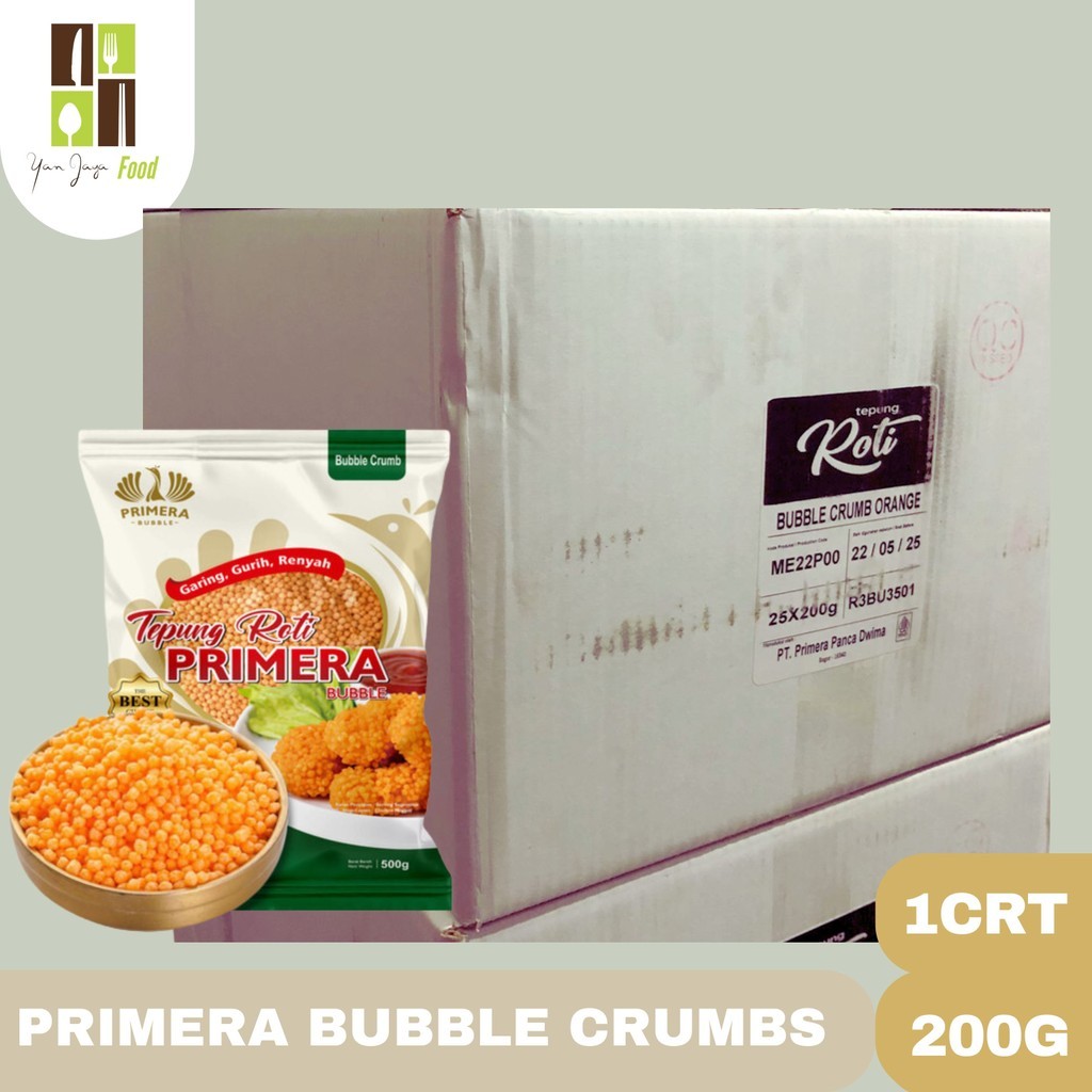 

Primera Bubble Crumbs / Tepung Roti / Tepung Bubble / Krispi 1 CRT/10 PACK X 500G / 200g /25 PACK