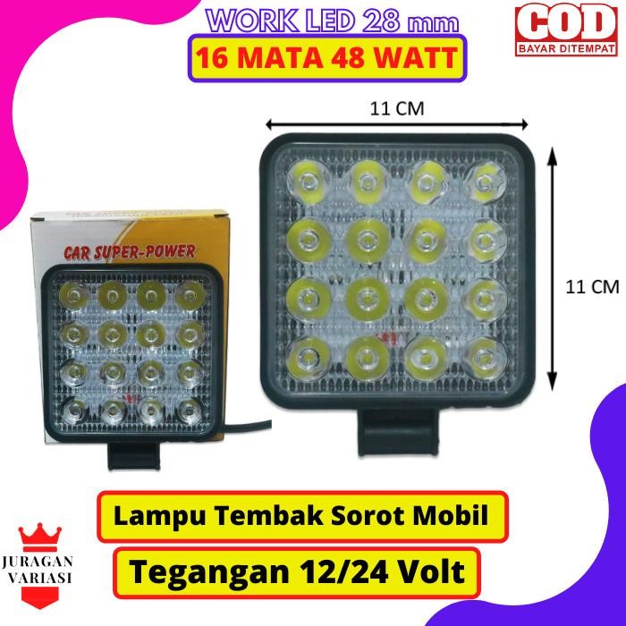 Lampu led Tembak Sorot Mobil 16 Mata workled 12/24 volt