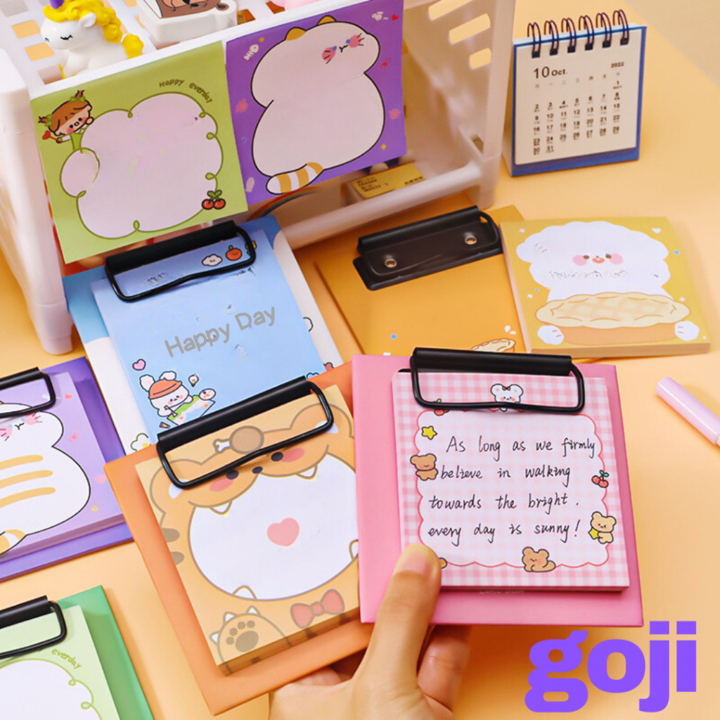 

GOJI Sticky Notes Free Papan Jalan Penjepit Kertas Karakter Berwarna Kotak Persegi Memo Pad Clipboard MO