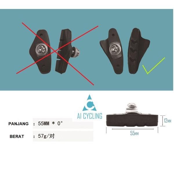 BRAKE SHOE PAD AI CYCLE alloy ROAD BIKE U C UBRAKE RB SEPEDA BALAP KARET KAMPA CANSUCC S REM COMPATI