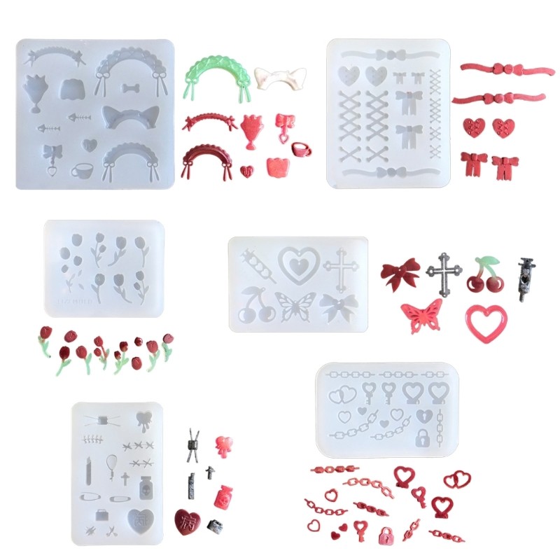 

Bowknot Parts Headdress Necklace Mold Resin Art Mold Necklace Silicone Mold Epoxy Resin Keychain Pendant Mold