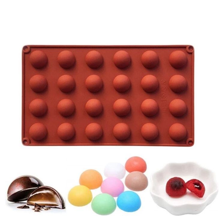 JAMIN MURAH Cetakan Silikon Kue Puding Coklat Jelly Bulat Nastar Lubang 24cav Kukus Silicone Mold Ta