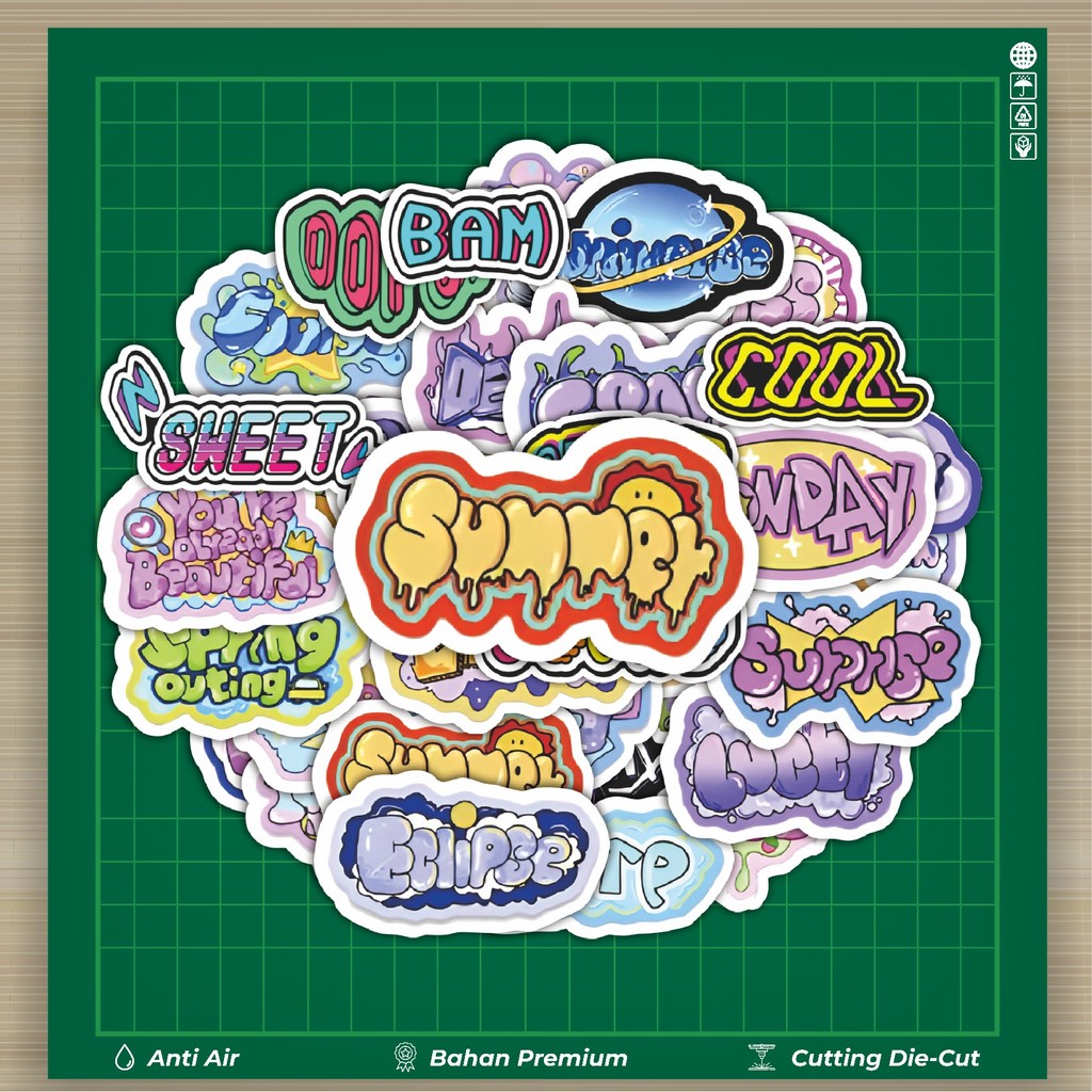 

HOT 50 PCS STIKER Stiker Cartoon Graffiti Text [Teks Grafiti Kartun] Stiker Fashion Cars Decal Dingin Kartu Album Custom Vinyl Anti Air- Sticker Aesthetic Buku Journal Koper Casing HP Tablet Laptop Helm Motor Botol Minum