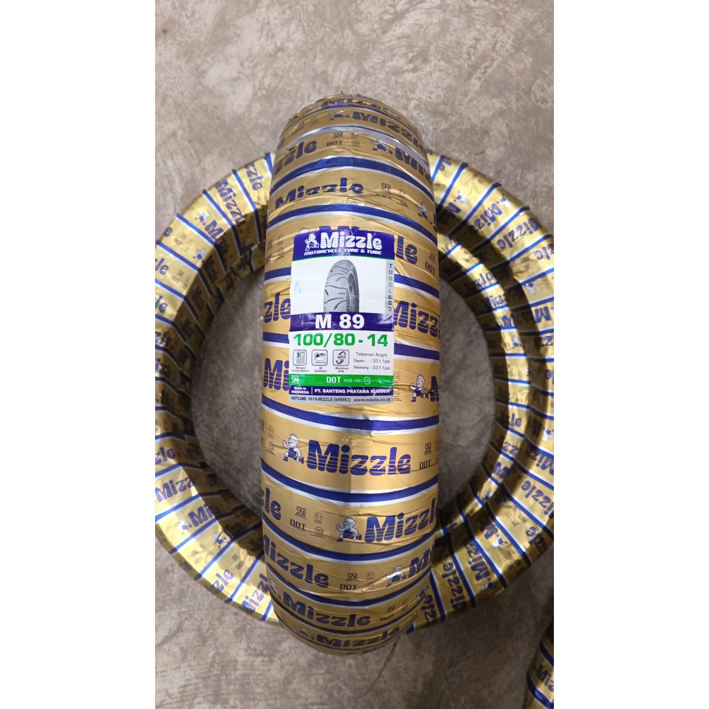 ( M89 - RING 14 ) M89 UK 100 80 14 BAN LUAR MIZZLE TUBELESS FREE PENTIL
