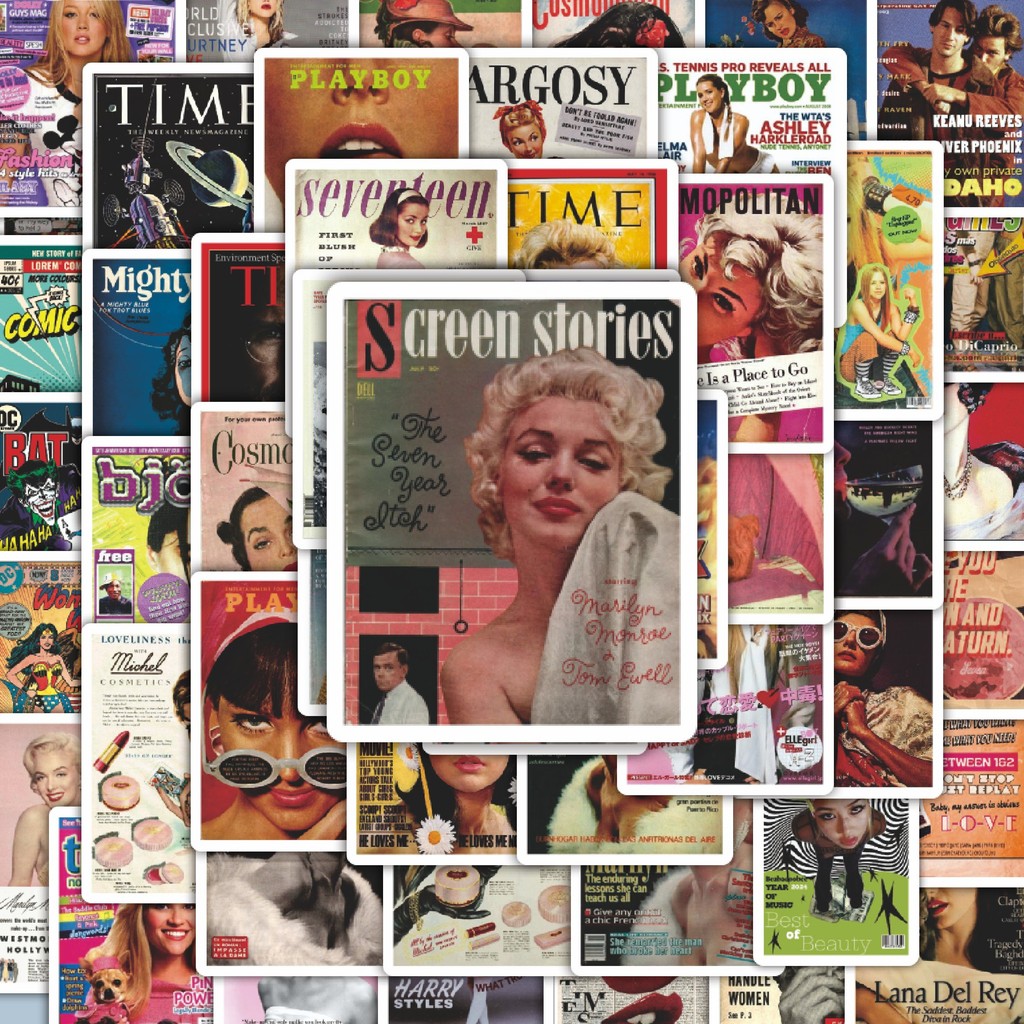 

100PCS Lucu Stiker 90s Vintage Magazine Stiker Aesthetic Stiker Anti Air Stikers Berperekat Waterproof sticker decal buat Motor Helm Buku Journal Koper Casing HP Laptop Botol Minum Hadiah anak