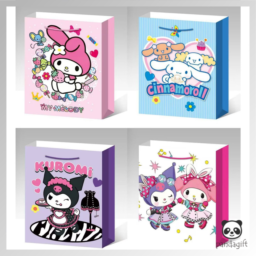 

Paper Bag Gift Cute Hadiah Premium 3d Silver Glitter Motif Sanrio Kuromi Melody Monroll - GG0640