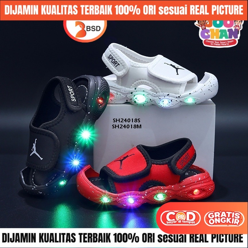 Sandal Sepatu Gunung Selop Nyala LED Anak Laki Laki perempuan  Spiderman Lampu  Import 1 2 3-7 Tahun