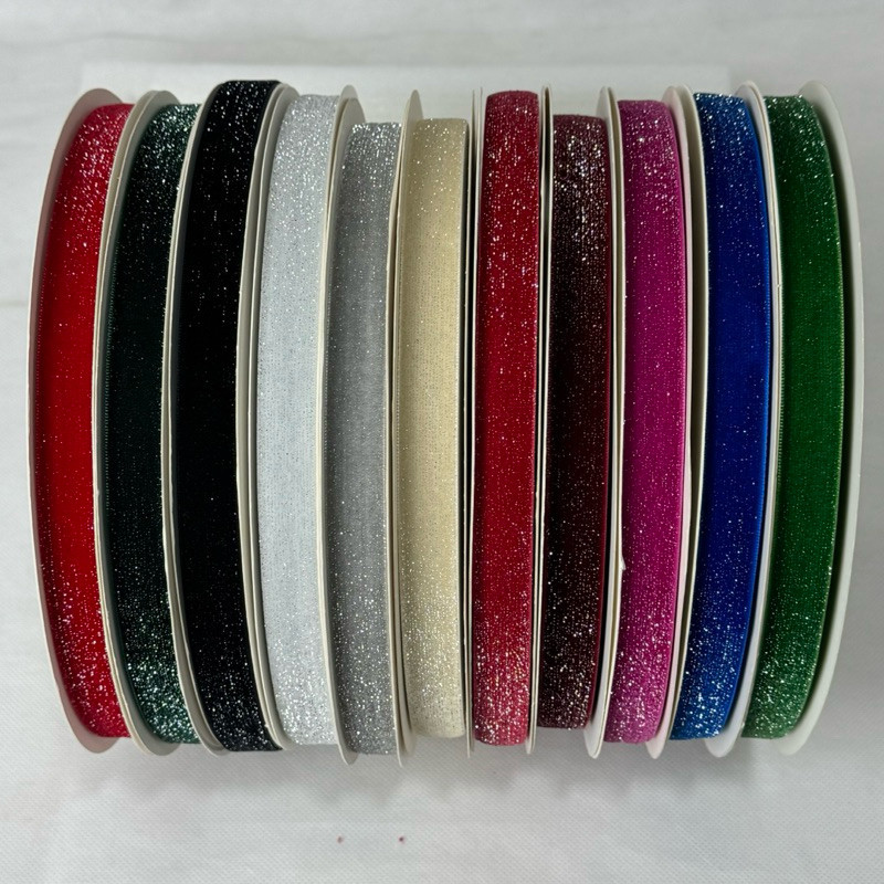 

1 YARD - 1,6 CM PITA BLUDRU GLITER HALUS SILVER | VELVET GLITER SILVER (5/8")